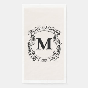 Beige Custom Monogram Crest Paper Guest Towels