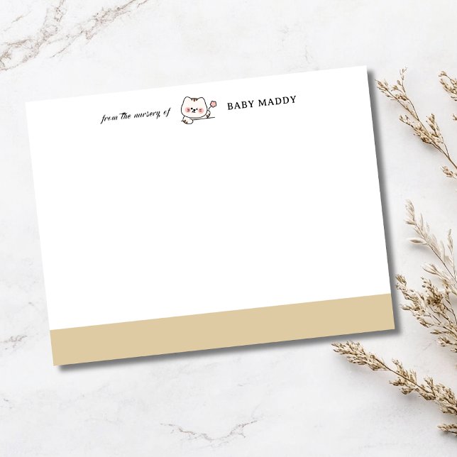 Beige Cute Cat Nursery Stationery Note Card (Creator Uploaded)