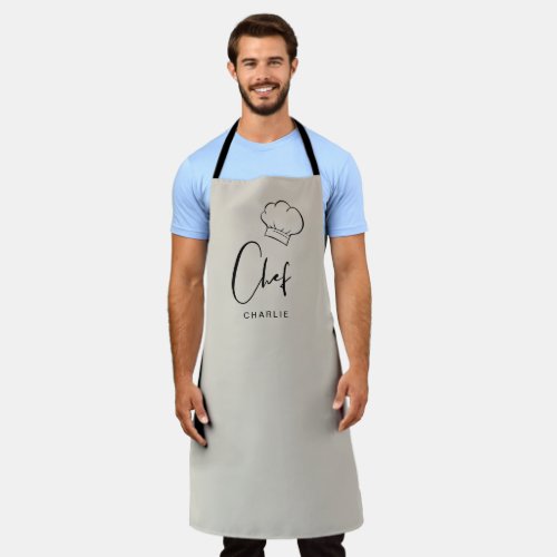 Beige cute hat and script personalized chef apron