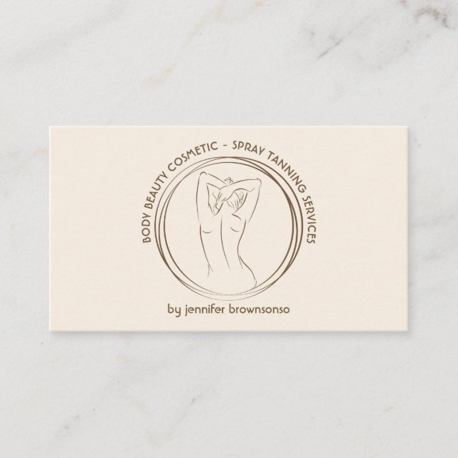 Beige Cute Spray Tan Body Sculpting Contouring Business Card (Front)