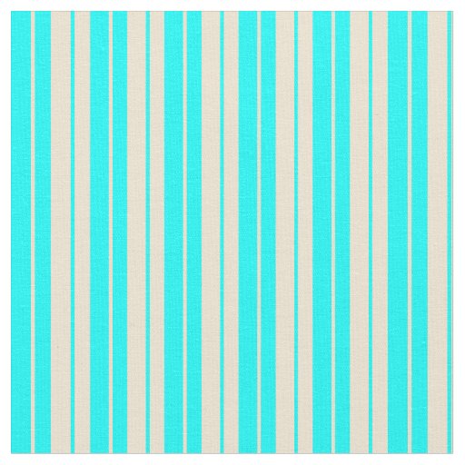 Beige & Cyan Colored Stripes Fabric