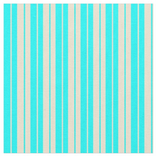 Beige & Cyan Colored Stripes Fabric (Close Up)