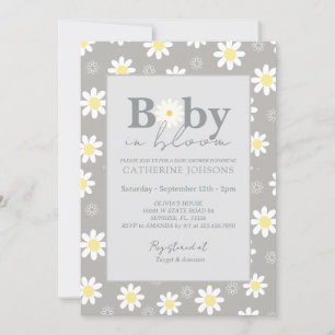 Beige Daisy Baby in Bloom Shower Invitation