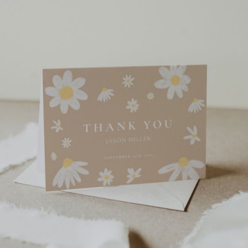 Beige Daisy Thank You Card  