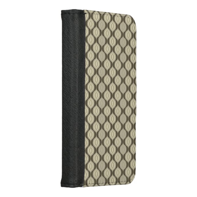 Beige  Damask Beige Paper iPhone Wallet Case (Right)