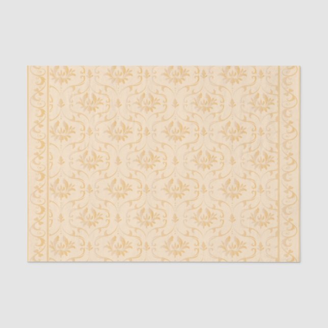 Beige Damask Brocade Flourish on Cream Decoupage Tissue Paper (Front)