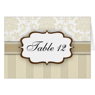 Beige Damask Stripe Table Number