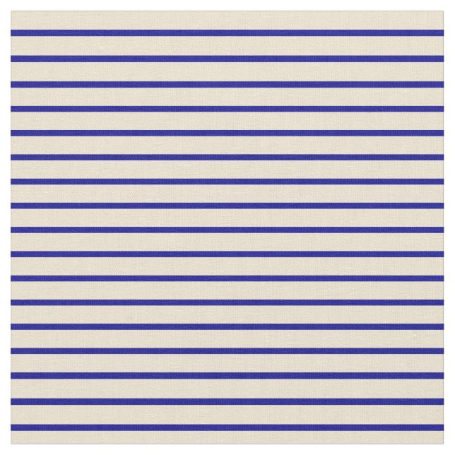 Beige & Dark Blue Lined Pattern Fabric (Close Up)