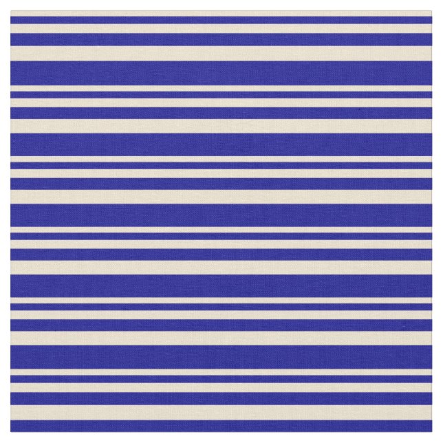 Beige & Dark Blue Stripes Fabric (Close Up)