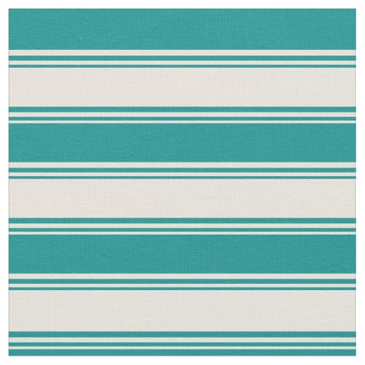 Beige & Dark Cyan Striped Pattern Fabric