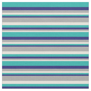 Beige, Dark Gray, Midnight Blue & Light Sea Green Fabric