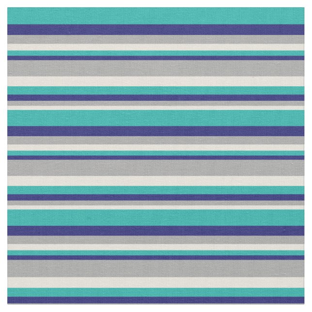 Beige, Dark Gray, Midnight Blue & Light Sea Green Fabric (Close Up)