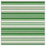 [ Thumbnail: Beige & Dark Green Colored Lines Fabric ]