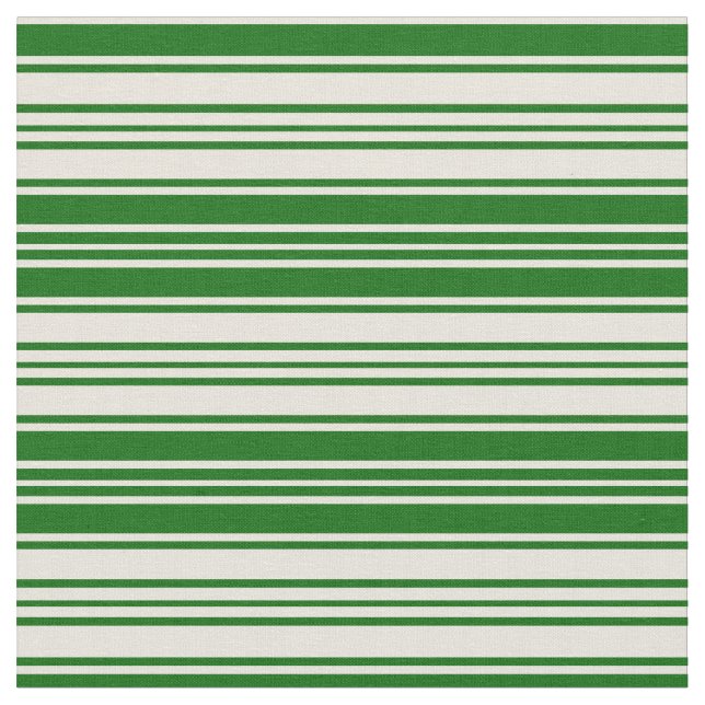 Beige & Dark Green Colored Lines Fabric (Close Up)