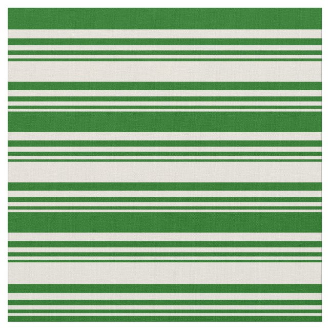 Beige & Dark Green Colored Stripes Fabric (Close Up)