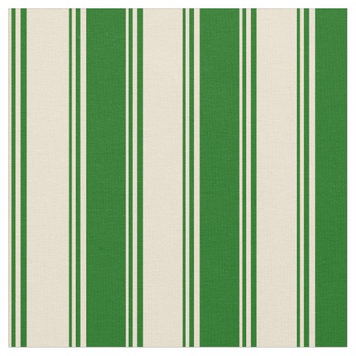 Beige & Dark Green Colored Stripes Fabric