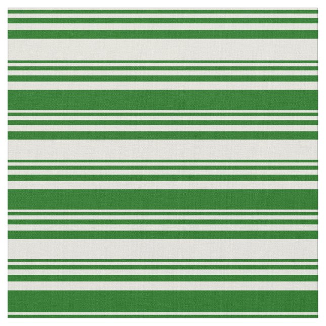 Beige & Dark Green Colored Stripes Pattern Fabric (Close Up)
