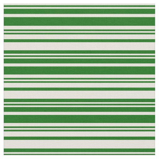 Beige & Dark Green Lined/Striped Pattern Fabric