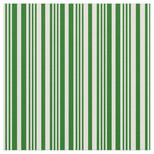 Beige & Dark Green Striped Pattern Fabric