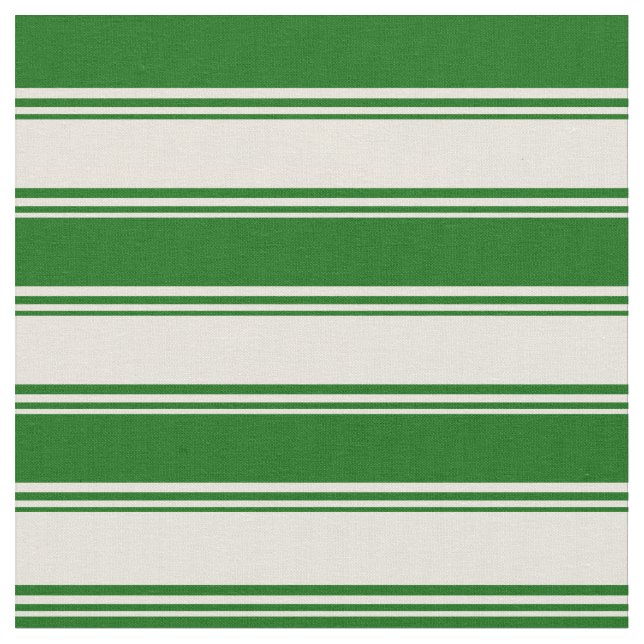 Beige & Dark Green Stripes/Lines Pattern Fabric (Close Up)