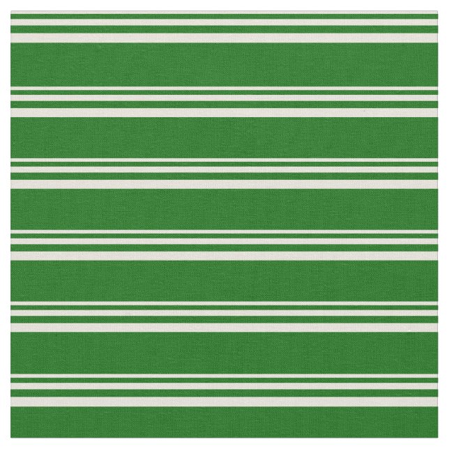 Beige & Dark Green Stripes Pattern Fabric (Close Up)