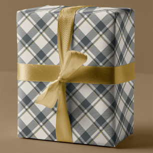 Beige & Dark Green Tartan Plaid Christmas Wrapping Paper