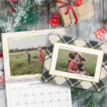 Beige & Dark Green Tartan Plaid Family Photo Calendar<br><div class="desc">Organize your year in timeless style with our beige and dark green tartan photo calendar. The front cover boasts a classic tartan plaid background in deep green and beige, adorned with opulent gold accents, setting the tone for a refined year ahead. A sophisticated beige overlay elegantly frames your cherished photo,...</div>