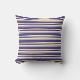Beige, Dark Grey, and Dark Slate Blue Lines Pillow