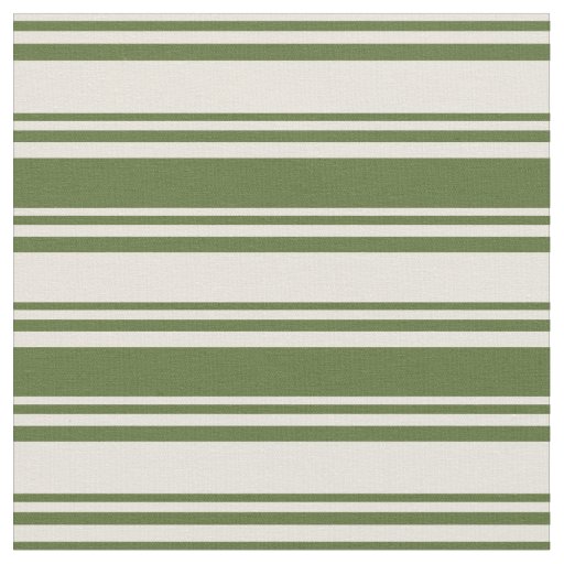 Beige & Dark Olive Green Lined/Striped Pattern Fabric