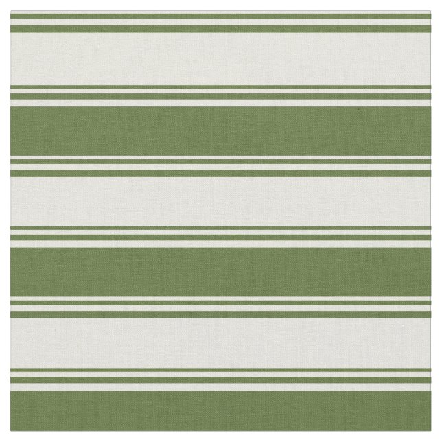 Beige & Dark Olive Green Striped Pattern Fabric (Close Up)