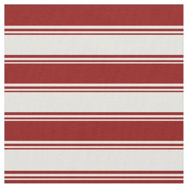 Beige & Dark Red Colored Striped Pattern Fabric (Close Up)