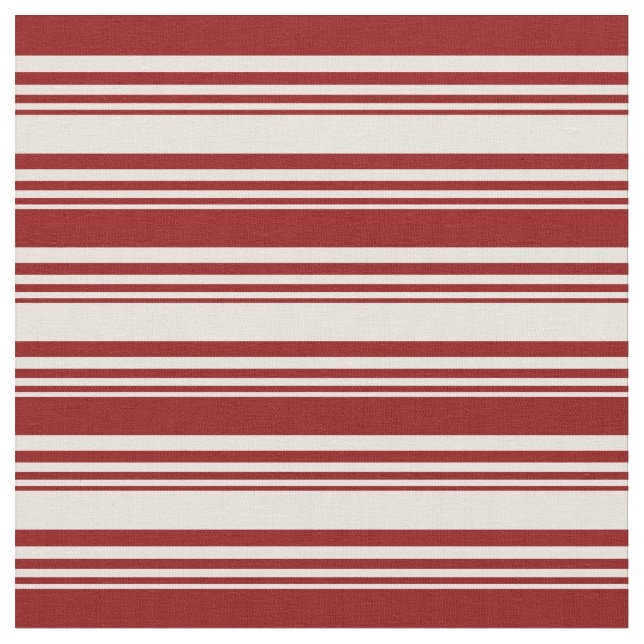 Beige & Dark Red Lines Fabric (Close Up)