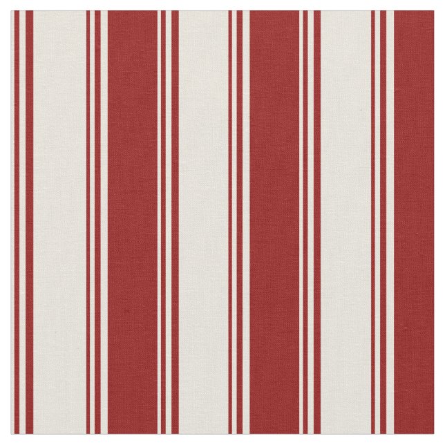 Beige & Dark Red Stripes Pattern Fabric (Close Up)