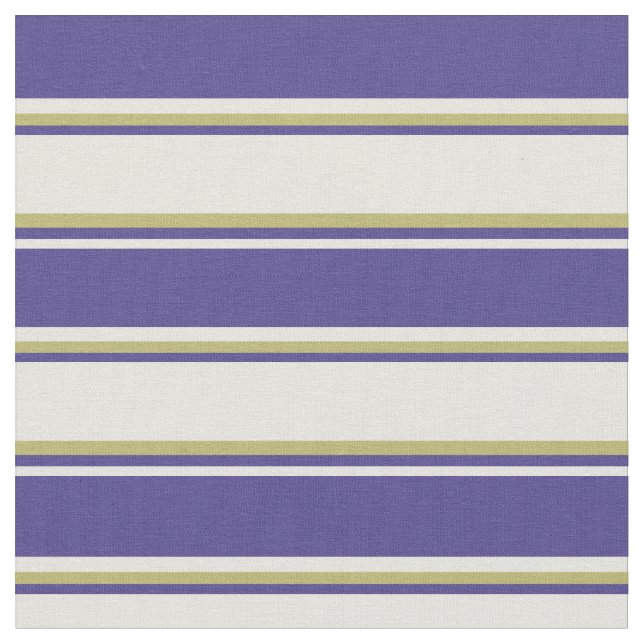 Beige, Dark Slate Blue, and Dark Khaki Lines Fabric (Close Up)