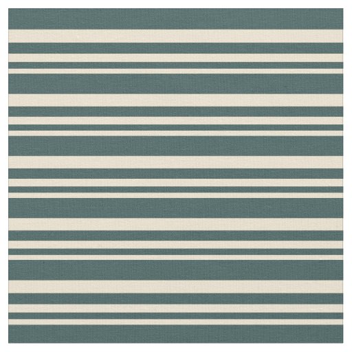 Beige & Dark Slate Gray Colored Lined Pattern Fabric