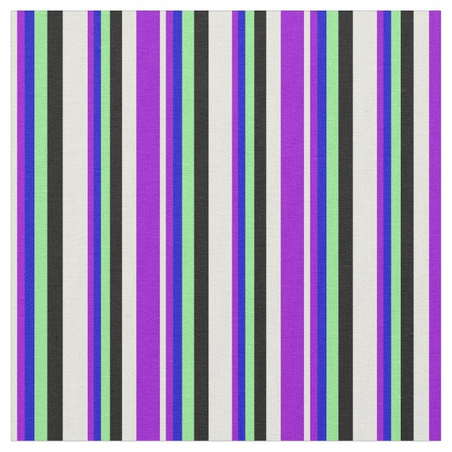 Beige, Dark Violet, Blue, Light Green, and Black Fabric (Close Up)