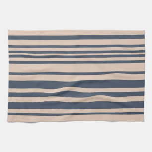 Beige/Deep Blue Grey Simple Stylish Stripe Pattern Towel