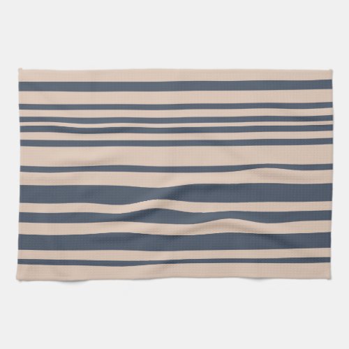 BeigeDeep Blue Grey Simple Stylish Stripe Pattern Towel