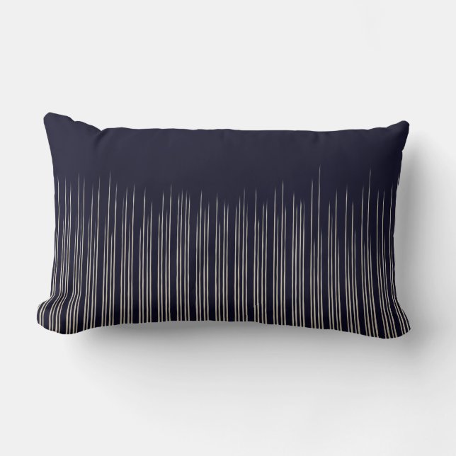 Beige/Deep Blue Stylish Stripe Pattern Lumbar Pillow (Front)