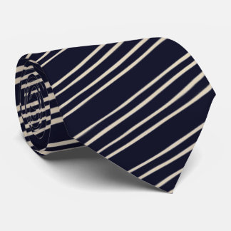 Beige/Deep Blue Stylish Stripe Pattern Neck Tie