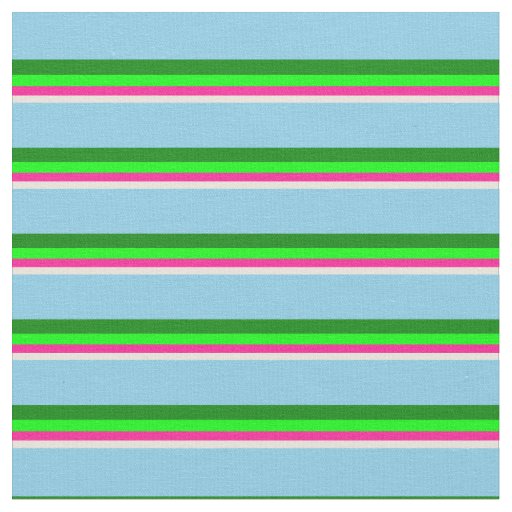 Beige, Deep Pink, Lime, Green, and Sky Blue Lines Fabric