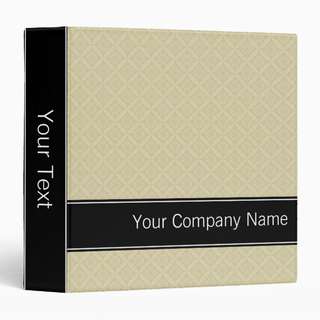 Beige Diamonds Pattern Personalized Office Binder (Front/Spine)