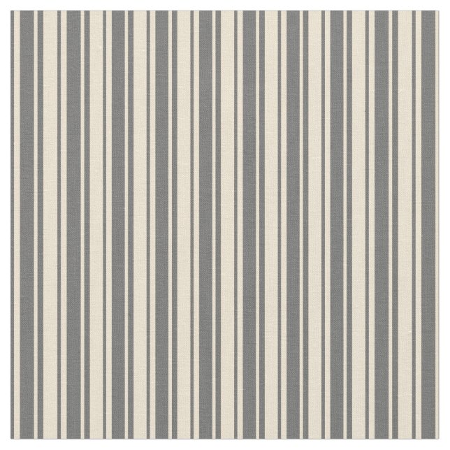 Beige & Dim Gray Lines Pattern Fabric (Close Up)