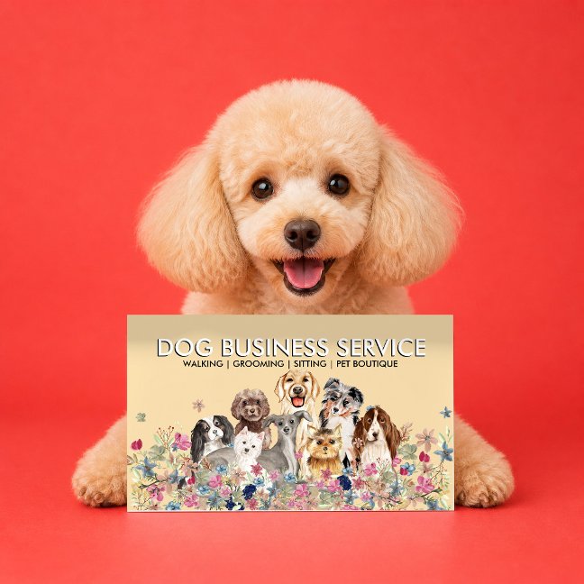 Beige Dog Grooming Walking Sitting Business Card