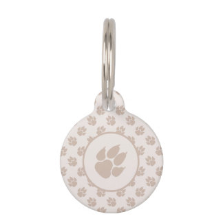 Beige Dog Paws And Custom Pet Info Pet ID Tag