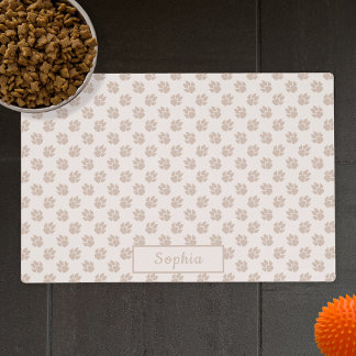 Beige Dog Paws Pattern With Custom Name Placemat