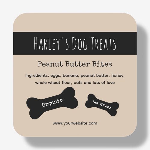 Beige  Dog Treat Business Labels