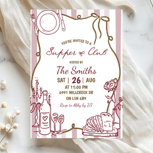 Beige Doodle Handwritten Supper Club Invitation