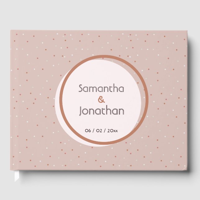 Beige Dots and Circles Wedding Guest Book (Front)