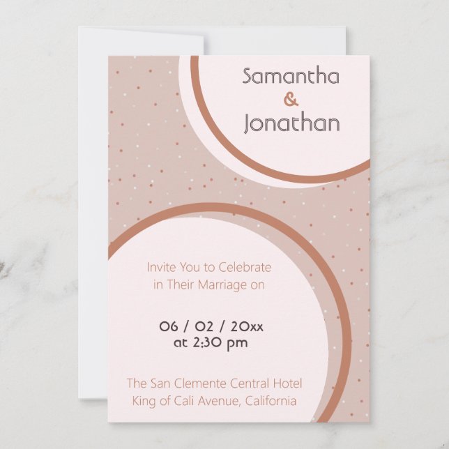 Beige Dots and Circles Wedding Invitation (Front)